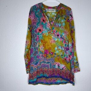 Soft Surroundings Boho Modal Floral Abstract Lagenlook Tunic Top Large
